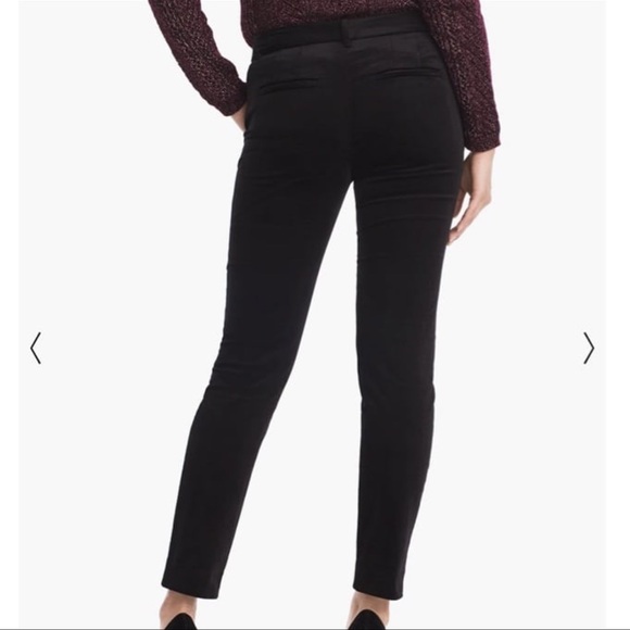 WHBM Black Velvet Slim Ankle Pants Size 10 - Picture 2 of 11